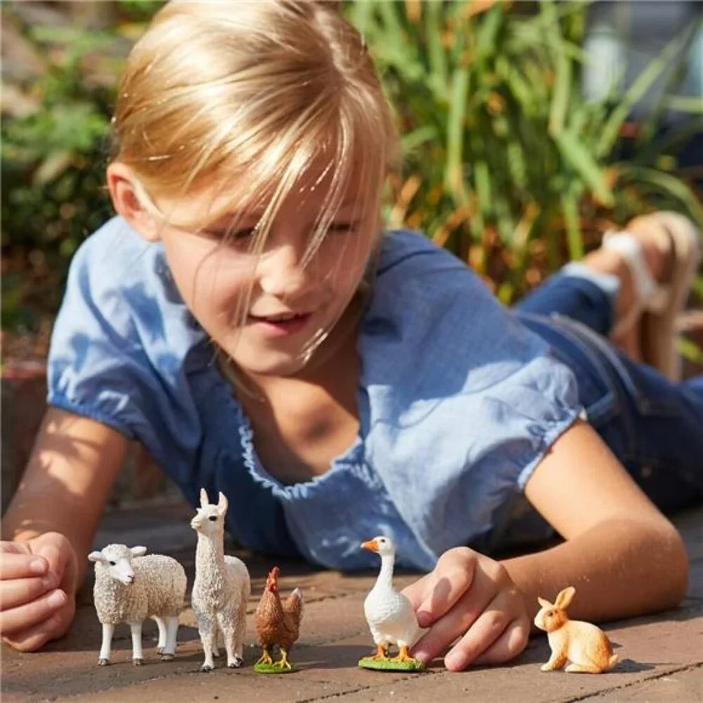 Schleich Farm World 5-Piece Farm Animal Toy Set Including Cute Llama, Rabbit - Picture 3 of 7